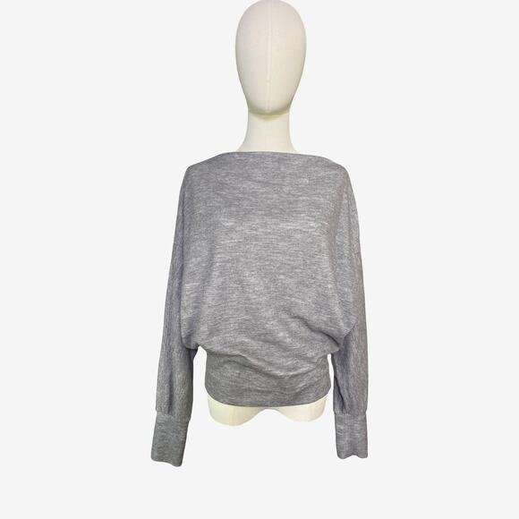 We The Free Gray Zip Shoulder Slouchy Boatneck Knit Pullover Top Size S - Picture 1 of 9